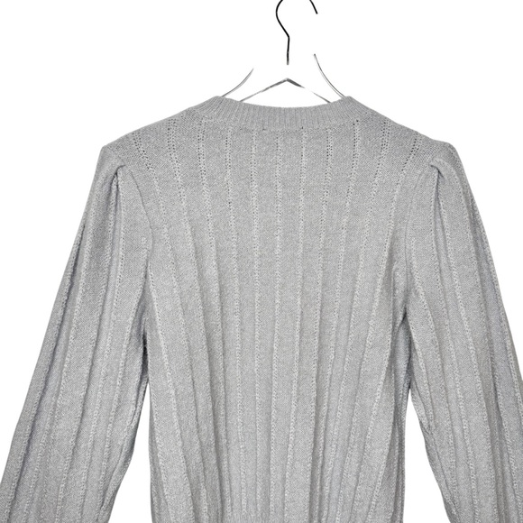 NWT Ann Taylor Soft Spun Cool Gray Balloon Sleeve Women’s Pointelle Sweater Sz M - Picture 8 of 13